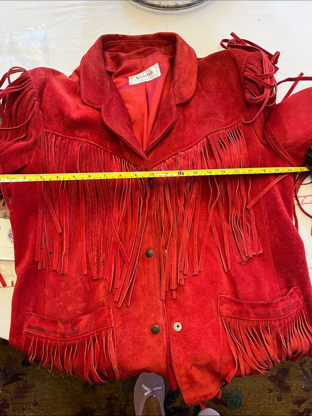 Vakko Red Suede Fringe Jacket - Picture 7 of 11
